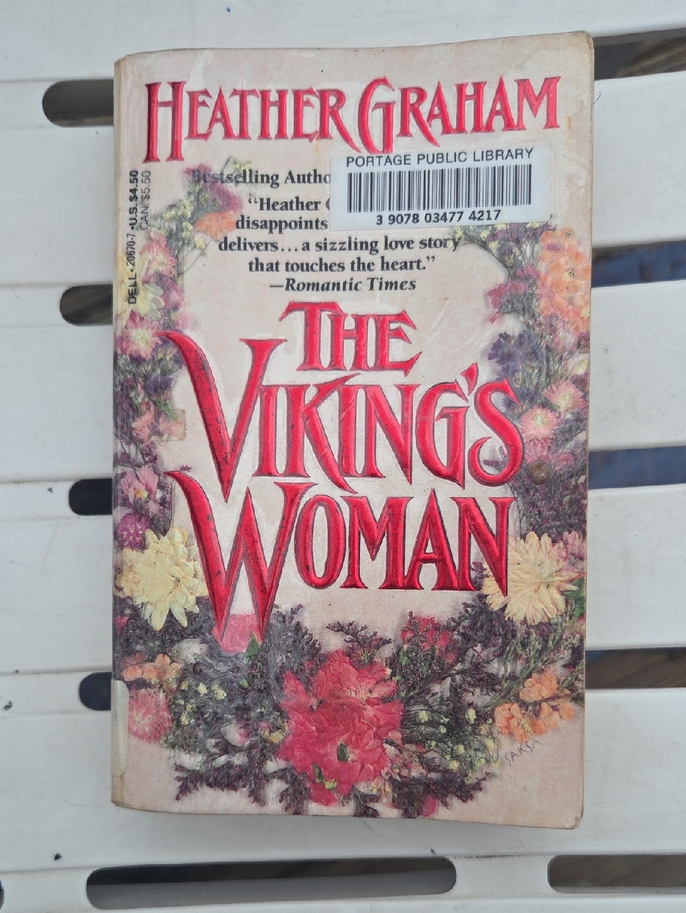 Heather Graham "The Viking's Woman" Paperback - Red & Cream Floral Cover